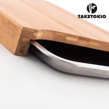 "TakeTokio" bambukinė pjaustymo lentelė su metaliniu padėklu