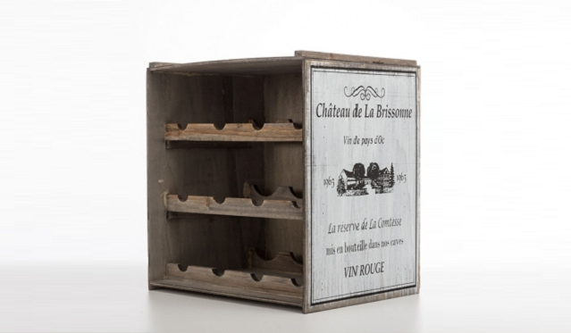 Vintažinė medinė butelių lentynėlė Château de la Brissonne (galimi spalvų pasirinkimai)