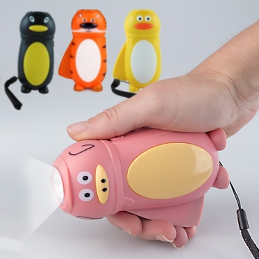 Vaikiškas LED žibintuvėlis su nuolatinės srovės generatoriumi (galimi spalvų pasirinkimai)