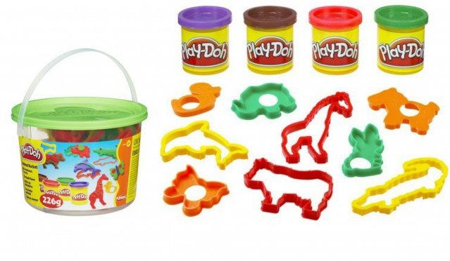 "Play-Doh" plastilino rinkinys kibirėlyje su gyvūnų formelėmis