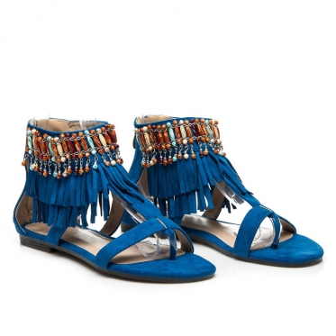 Mėlyni moteriški batai su kutais