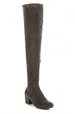 Pilkos spalvos moteriški sezoniniai batai aukštu aulu