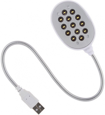 Ryškiai šviečianti 13 LED apšvietimo lempa jungiama prie USB