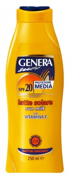 Apsauginis deginimosi pienelis su vitaminu E SPF 20 "Genera", 250 ml