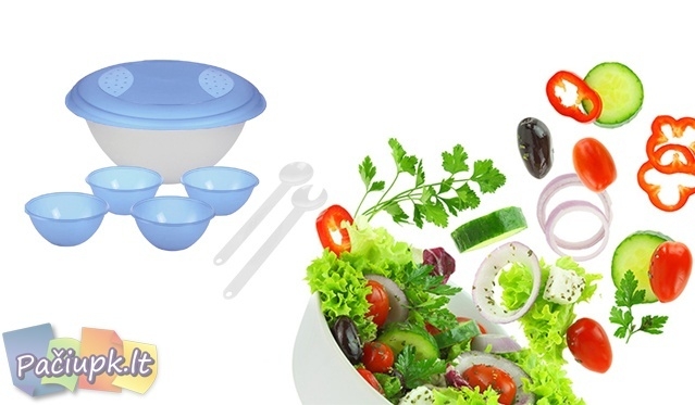 Plastikinių indų komplektas salotoms (galimi spalvų pasirinkimai)