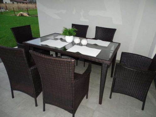 Lauko valgomojo baldų komplektas "Furnide Dark Brown"