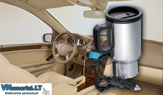 Praktiškas automobilinis termo puodelis su įkrovikliu