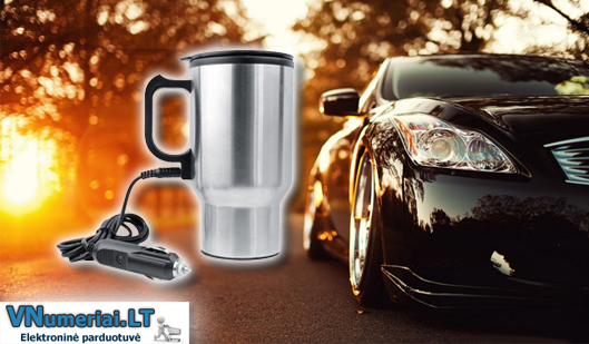 Praktiškas automobilinis termo puodelis su įkrovikliu