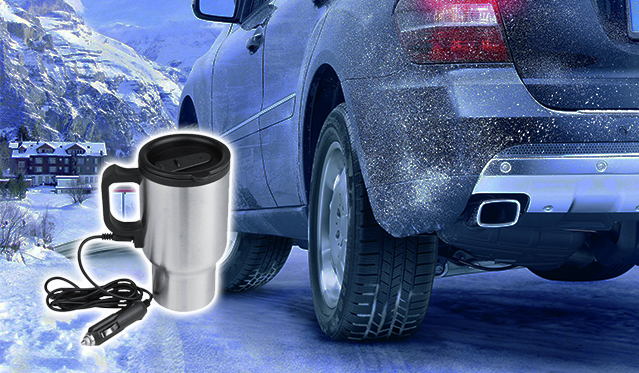 Praktiškas automobilinis termo puodelis su įkrovikliu