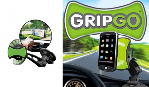 Saugiems pokalbiams vairuojant! "GripGo" automobilinis telefono arba GPS įrenginio laikiklis
