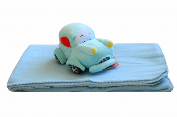 Minkštas pledas ir pliušinis žaislas "Automobiliukas" (mėlynas)