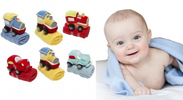 Minkštas pledas ir pliušinis žaislas "Automobiliukas" (raudonas)