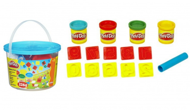 "Play-Doh" plastilino rinkinys kibirėlyje su skaičių formelėmis
