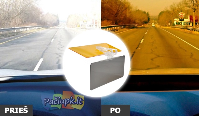 Vairuokite saugiai! "HD Vision visor" dieninis ir naktinis skydeliai