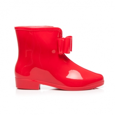 Raudoni moteriški guminiai batai su kaspinu