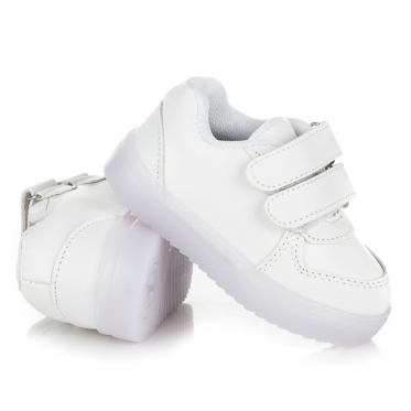 Balti vaikiški batai su lipdukais