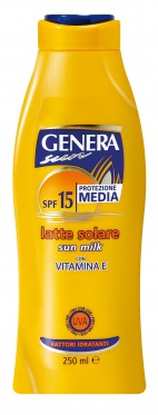Apsauginis deginimosi pienelis su vitaminu E SPF 15 "Genera", 250 ml