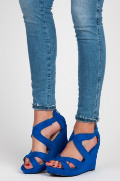 Mėlyni moteriški batai su platforma