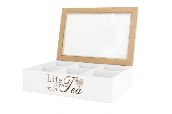 Medinė stačiakampė dėžutė arbatai