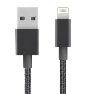 Juodas lankstus USB laidas skirtas iPhone 5, 5S, SE, 6, 7, iPad
