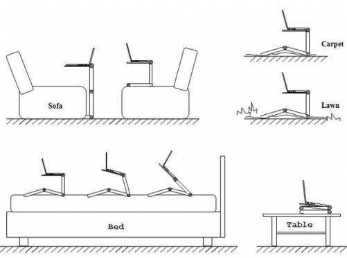 Reguliuojamas kompiuterio staliukas - aušintuvas su laikikliu