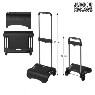 Sulankstomas kuprinės vežimėlis "Junior Knows", 80 x 28 cm, Juodas