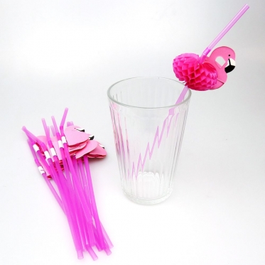 Šiaudeliai vakarėliams "Flamingas", 12 šiaudelių, Rožiniai