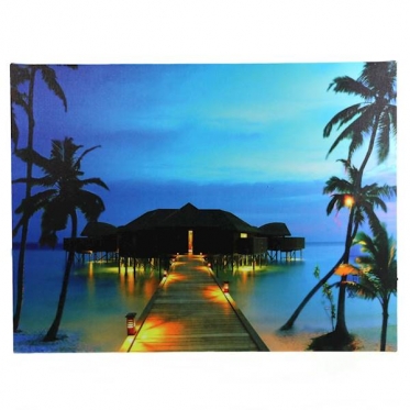 3 dizainai! Paveikslas su LED apšvietimu "Atostogos", 40 x 30 x 1,5 cm