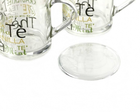 "Borgonovo" stikliniai puodeliai su dangteliais, 2 vnt., 300 ml