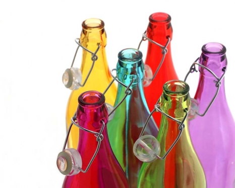 Įvairios spalvos! Stiklinis butelis su sandariu dangteliu "Lella", 1 l