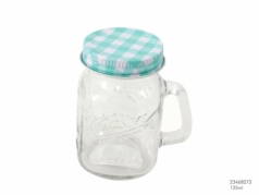 Stiklainis su rankena ir metaliniu dangteliu, 125 ml Stiklainis su rankena ir metaliniu dangteliu, 125 ml