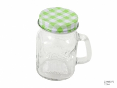 Stiklainis su rankena ir metaliniu dangteliu, 125 ml Stiklainis su rankena ir metaliniu dangteliu, 125 ml