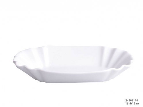 Baltas porcelianinis indas, 19,5 x 12 x 3,5 cm