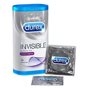 Prezervatyvai "Durex" Invisible Extra Lubricated, 10 vnt