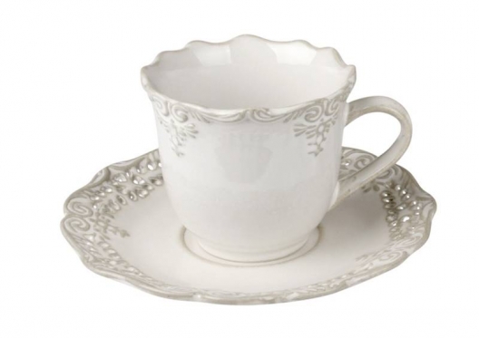 Elegantiškas puodelių ir lėkštučių rinkinys "Amelia", 12 vienetų