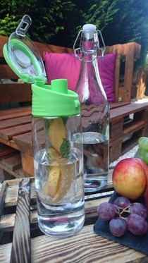 Plastikinė gertuvė su indeliu vaisiams ar ledui, 700 ml