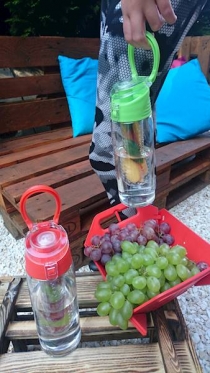Plastikinė gertuvė su indeliu vaisiams ar ledui, 700 ml