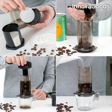 Kavinukas su kavos tirščių nuspaudėju "InnovaGoods", 300 ml