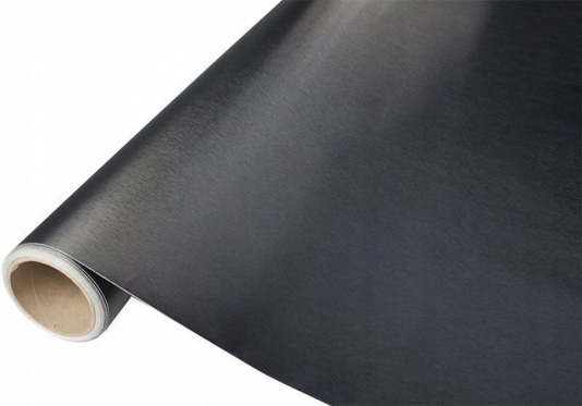 Metalo imitacijos termoplastinė plėvelė automobilio kėbului, 1,52 x 30 m (juoda)
