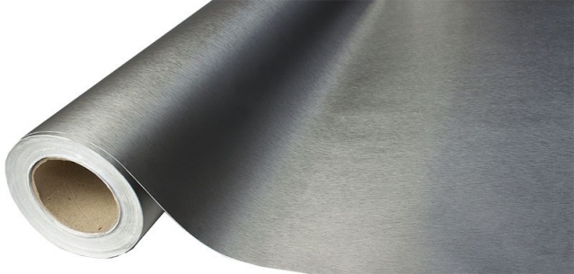 Blizgaus metalo imitacijos termoplastinė plėvelė automobilio kėbului, 1,52 x 30 m (sidabrinė)
