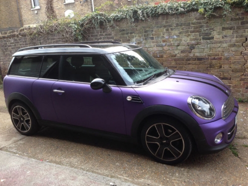 Lygaus matinio paviršiaus termoplastinė plėvelė automobilio kėbului, 1,52 x 30 m (violetinė)