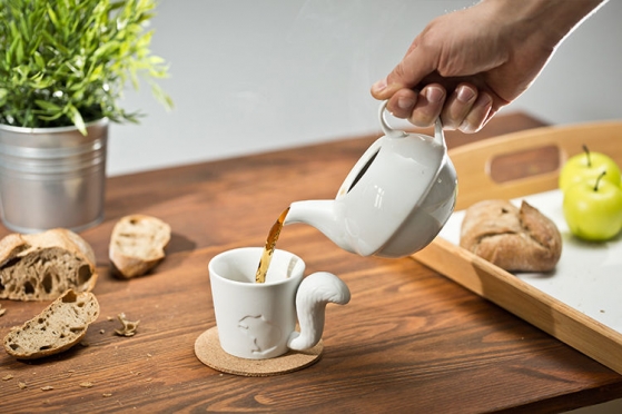 Puodelis su voverės atvaizdu ir uodegos formos rankenėle, 160 ml