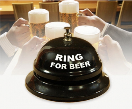 Nerūdijančio plieno mechaninis skambutis "Ring for Beer", 8,5 x 5,5 cm