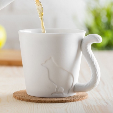 Puodelis su katino atvaizdu ir uodegos formos rankenėle, 270 ml