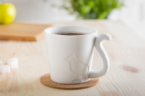 Puodelis su katino atvaizdu ir uodegos formos rankenėle, 270 ml