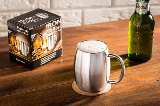 Nerūdijančio plieno dvigubų sienelių bokalas alui, 450 ml