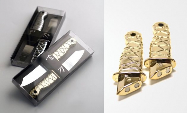 Šaldytuvo magnetai "Nindzės peiliai", 2 vnt (auksinė)