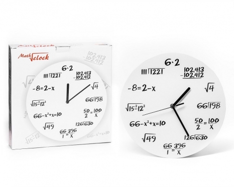 Sieninis laikrodis "Matematika" (balta)
