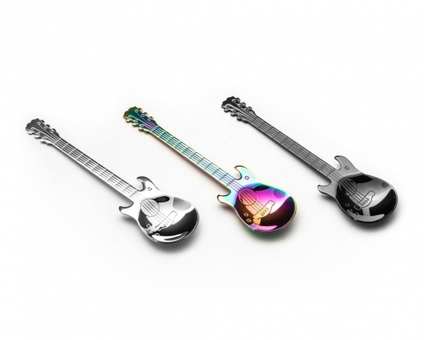Nerūdijančio plieno gitaros formos šaukšteliai, 3 vnt
