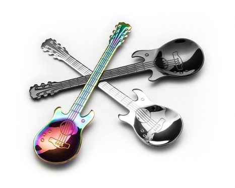 Nerūdijančio plieno gitaros formos šaukšteliai, 3 vnt